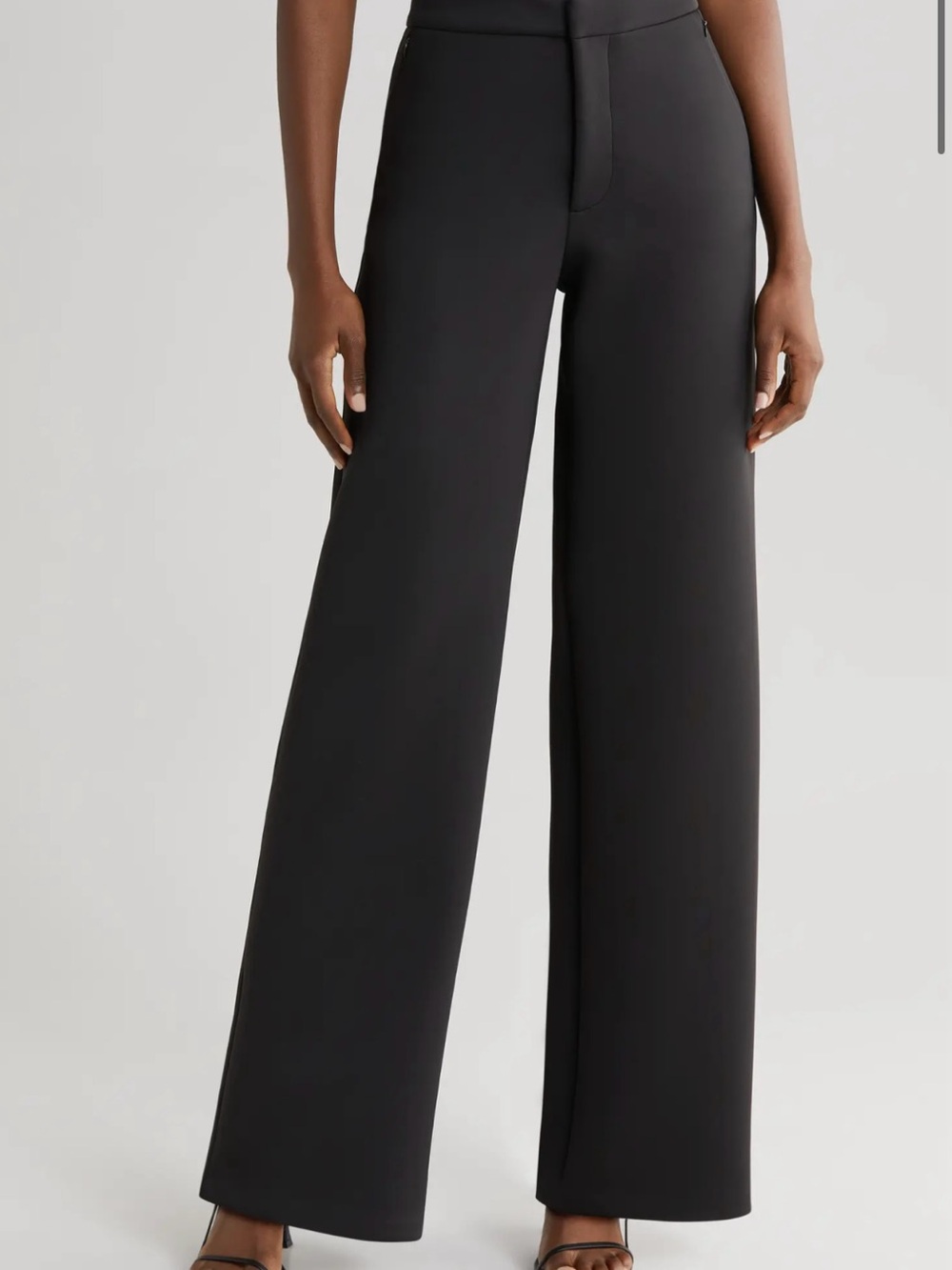 Good American Scuba Black High-Rise Wide Leg Trousers
